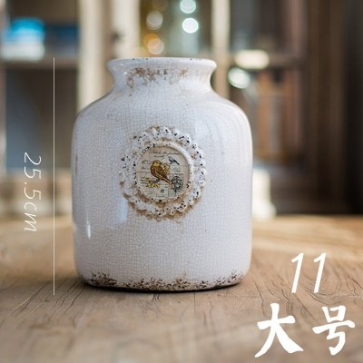 美帮汇美式乡村陶瓷花瓶 花器 花柱花台冰裂纹艺术装饰台面摆放 11
