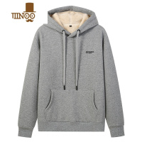 YANXU加绒加厚卫衣男款宽松套头连帽帽衫冬季羔绒外套男抓绒保暖上衣