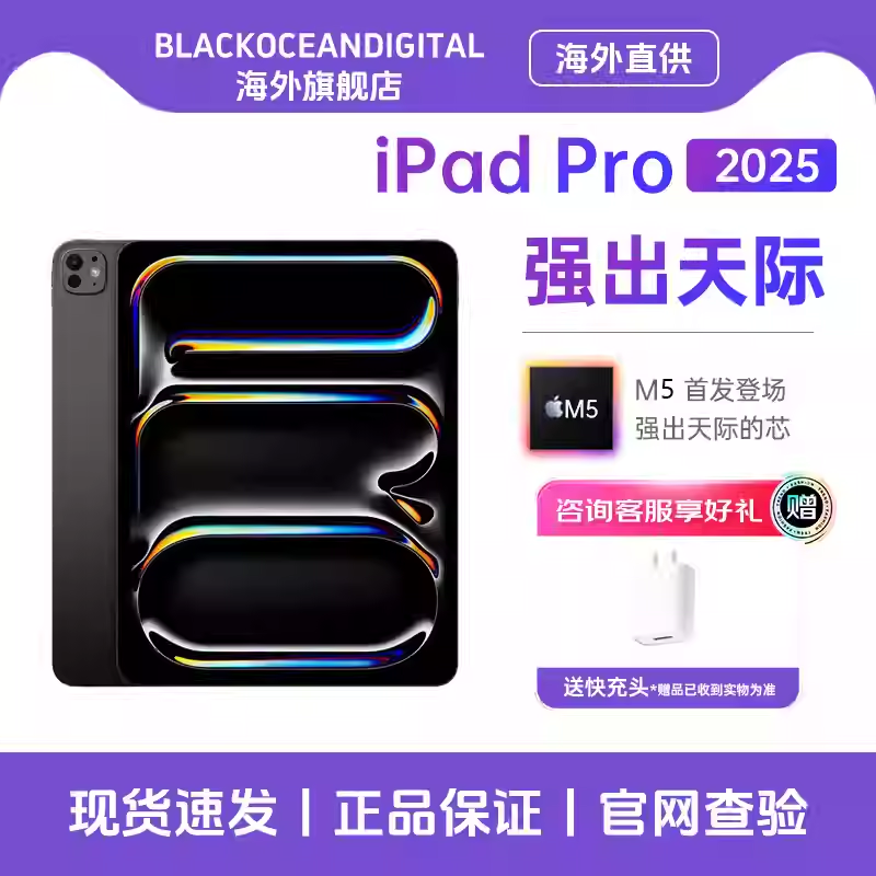 Apple/苹果 iPad Pro 2025款 11英寸 深空黑色 512GB M5芯片正品 苹果平板电脑设计游戏 资源机国际版