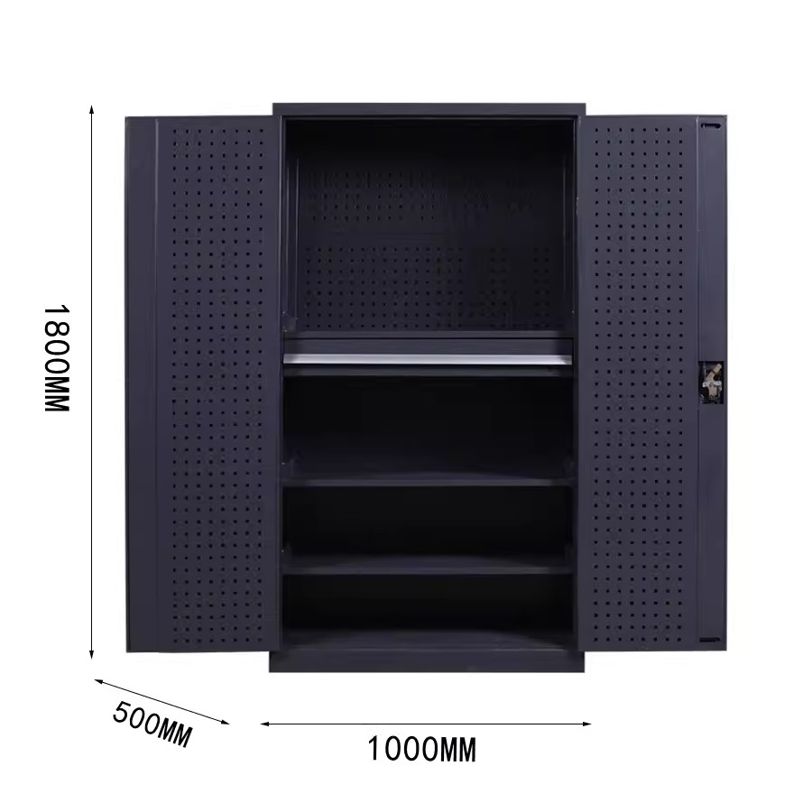 迅迈 [黑色]内一抽工具柜+背网 重型工具柜 加厚移动收纳工具车 汽修工厂车间铁皮五金工具柜子推车