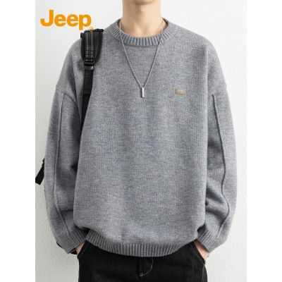 Jeep吉普官方潮牌针织衫男士宽松圆领线衣2025年秋冬季打底毛衣男