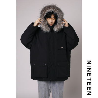 NEWLAKE十九秋/2020冬季新款宽松工装棉衣情侣装男女大毛领连帽外套学生棉衣