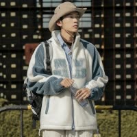 [1折价100元]唐狮冬季新款仿羊羔毛外套男休闲户外宽松外套保暖厚外套男士外套