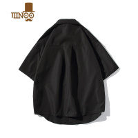 YANXU白色短袖衬衫夏季薄款设计感衬衣男潮流百搭上衣潮牌帅气港风外套