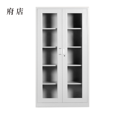 府店钢制档案柜财务凭证柜带锁储物柜铁皮柜书柜通玻对开门文件柜