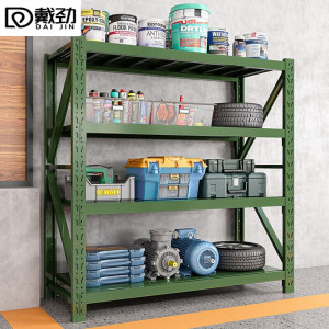 戴劲货架仓储仓库置物架超市快递铁架子储藏室军绿色货架主架(150*50*200cm-200KG/层)