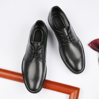 新款春秋圆头系带正装休闲商务皮鞋男士软底软面低帮单鞋透气
