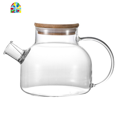 日式玻璃凉水壶家用冷水壶套装耐热泡茶壶凉开水杯壶杯子电陶炉壶 FENGHOU 竹盖1.8L单壶+2个杯子