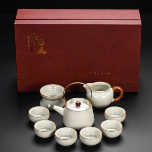 [补贴10%]2024新款汝窑功夫茶具套装陶瓷茶壶盖碗茶杯茶盘轻奢高档家用喝茶
