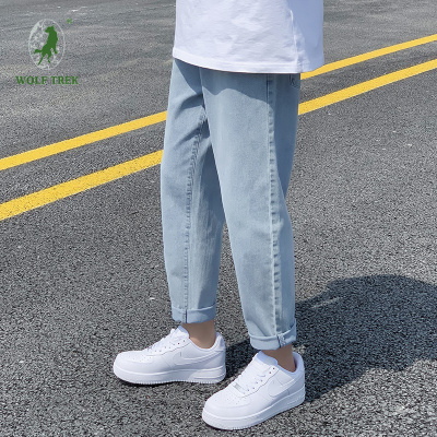 七匹狼国际公司授权WOLFTREK-夏季薄款新款弹力九分牛仔裤男士学生韩版潮牌修身小脚裤子男潮流