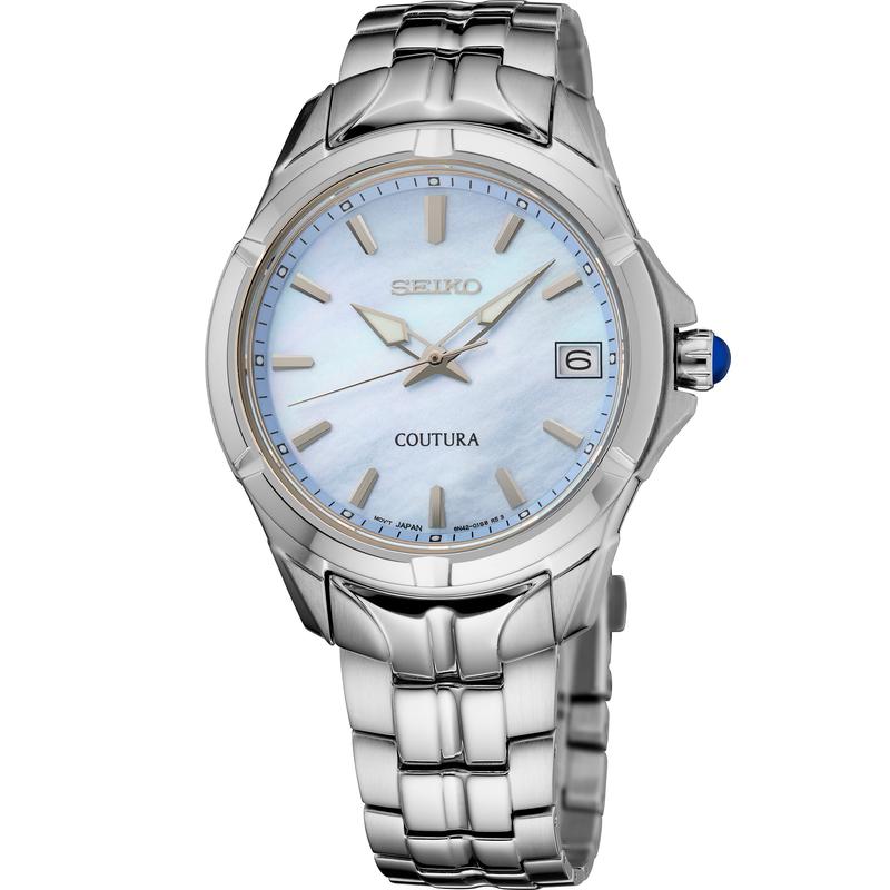 Seiko/精工 中性手表时尚运动石英表不锈钢防水防刮蓝盘日韩腕表