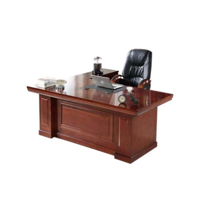 帅畅老板桌大班台总裁桌椅组合贴实木皮办公桌简约单人主管经理桌2.4米+侧柜+小柜+椅子