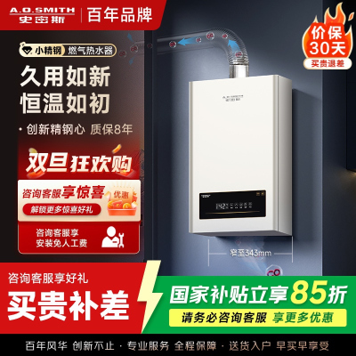 AO史密斯新品小体积13升精钢燃气热水器 JSQ26-EC3 负压燃烧更安全 精控恒温 家用持久恒温大水量
