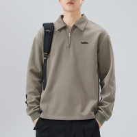 |长袖港风男士翻领长袖POLO衫卫衣韩版宽松翻领简约设计款