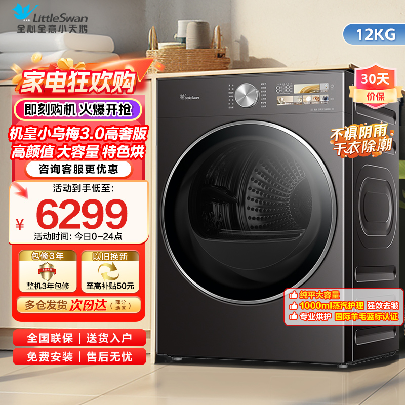 小天鹅(Little Swan)小乌梅3.0高奢版高颜值大容量专业烘护1000ml蒸汽护理强效去皱TH12VE40PRO