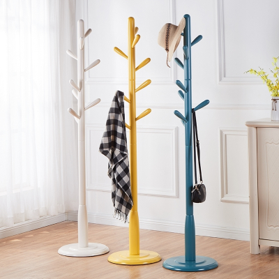  木衣架落地卧室衣服架子阿斯卡利家用挂衣架简约现代立式衣帽架置衣挂包