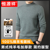 恒源祥羊毛衫男500g加厚款毛衣男装2025秋冬新款纯色半高领毛衣男