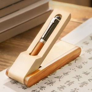 定制刻字回首实木金属圆珠笔真皮笔套商务高档男士签字笔订制中性笔学生毕业礼物纪念品会议礼品订制