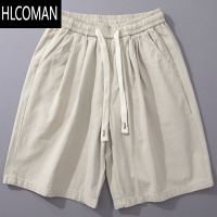 HLCOMAN日系短裤男中裤松紧抽绳简约百搭直筒宽松休闲五分裤