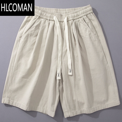 HLCOMAN日系短裤男中裤松紧抽绳简约百搭直筒宽松休闲五分裤