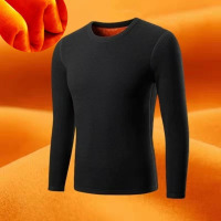 金绒冬季男士保暖内衣长袖T恤圆领加绒加厚打底衫