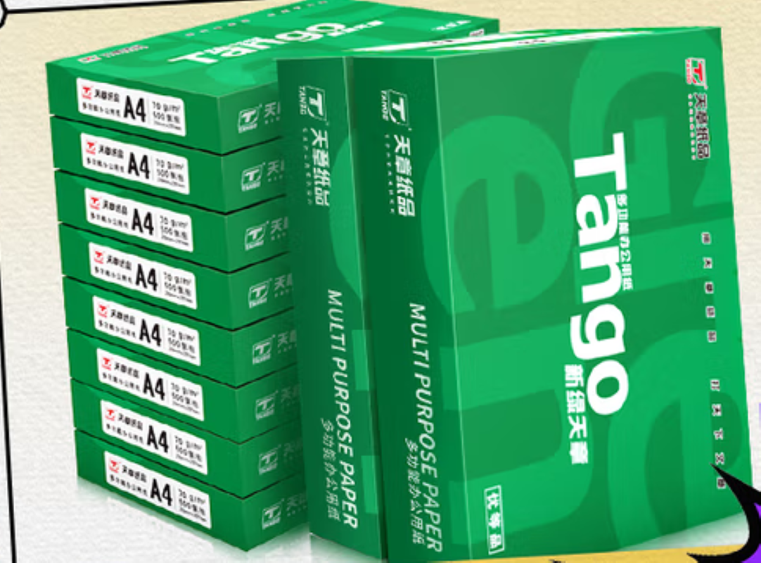 天章 A4打印纸 70g 500张*10包 双面打印复印纸 洁白顺滑不卡纸 整箱5000张
