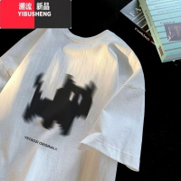 YIBUSHENG猫咪印花2024季短袖t恤女宽松情侣慵懒ins半袖上衣小猫