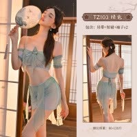 九里晴川情趣内衣珊瑚宫心海透视套装性感可爱古风纯欲睡衣 九里晴川TZ103[心海古风套装-绿] 均码