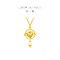 周大福爆闪碎金鱼鳞星球小行星足金黄金吊坠女计价(工费520元)EOF1963礼物