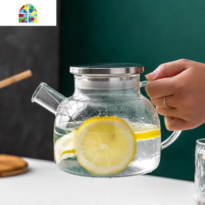 北欧风格冷水壶玻璃水壶家用可高温开水杯耐热防爆扎壶套装凉水壶 FENGHOU 1000ML灵韵壶+2树纹杯