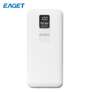 忆捷(EAGET)移动电源EQ102 22.5W自带双线智能数显10000毫安快充超薄小巧便携迷你 白色