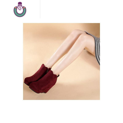 FISHBASKET百翎2020新款女靴马丁靴坡跟短靴踝靴单靴高跟防水台小码靴子女士靴子