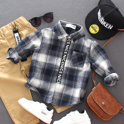 男童衬衫长袖格子春秋童装儿童衬衣男纯棉小童婴儿宝宝春装上衣