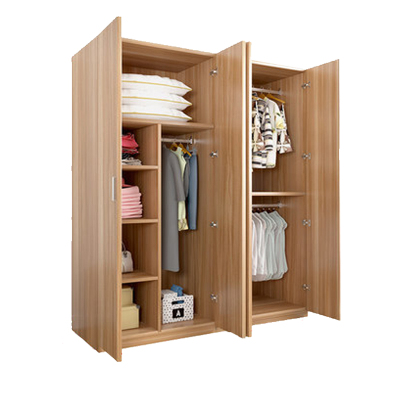 臻远4门木质衣柜ZY-MYG-02胡桃色50cm深1400*500*1800