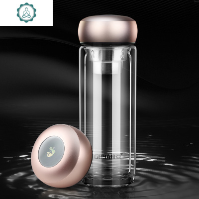 德国玻璃杯女士水晶茶杯透明隔热双层玻璃水杯女时尚便携封后雅黑色350ml