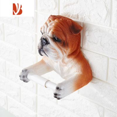 三维工匠创意浴室厕所卫生间卫生纸盒免打孔厕纸盒手纸巾盒架卷纸筒置物架 汪星人[金黄]