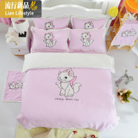 韩版床罩床裙式四件套公主儿童学生绣花猫咪卡通1.5/1.8m 三维工匠