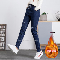 迪鲁奥(DILUAO)金属丝牛仔布裤子女秋季2021新款初中高中学生松紧腰宽松休闲百搭薄款长裤