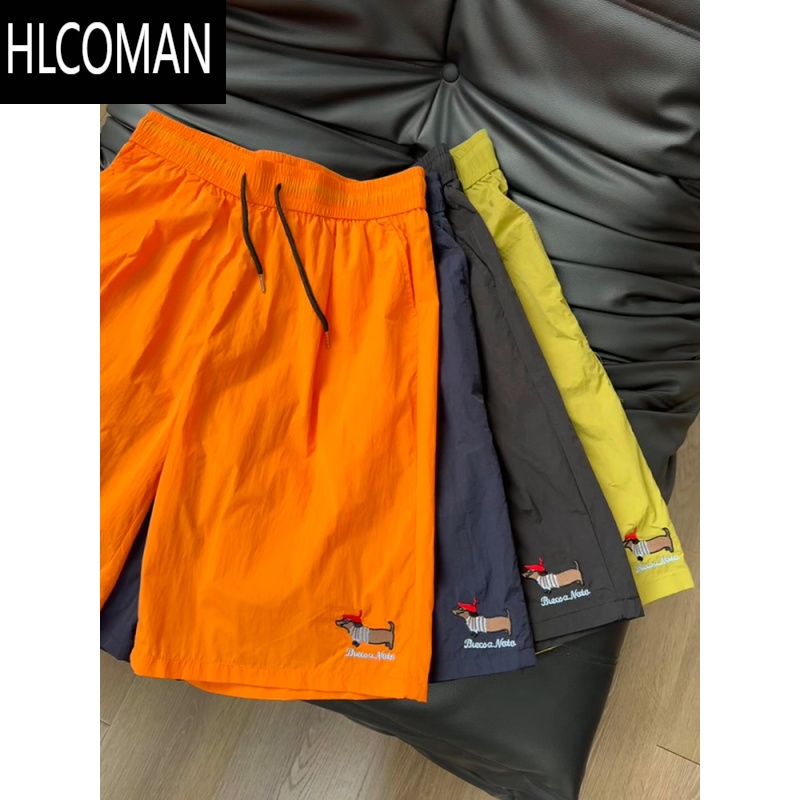 HLCOMAN腊肠小狗刺绣短裤男款夏季多巴胺速干运动裤子冰丝休闲沙滩五分裤