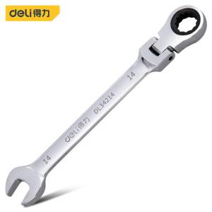 得力工具 DL34214 镜面活头两用棘轮快扳(银) 14mm(单位:把)