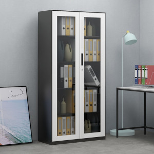 慧采云 办公家具优质钢制套色通玻办公铁皮柜文件柜柜子档案资料柜900*400*1850mm