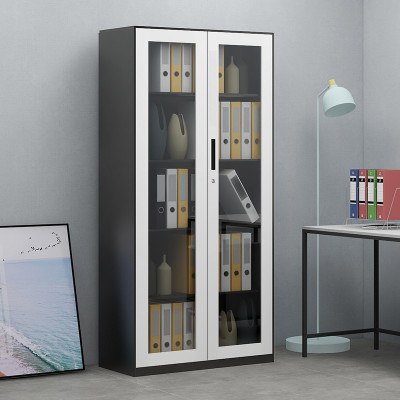 慧采云 办公家具优质钢制套色通玻办公铁皮柜文件柜柜子档案资料柜900*400*1850mm