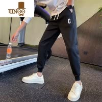 YANXU刺绣卫裤潮牌男士2023新款束脚运动裤修身小脚休闲裤子男款
