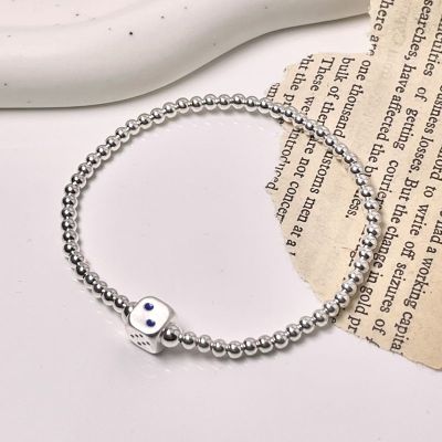 原创银饰银珠手串925纯银复古圆珠简约民族风饰品转运骰子手链送女朋友老婆情人节七夕生日礼物