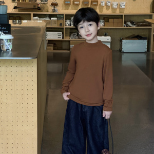 童酷男童冬季新款童装纯色百搭半高领宝宝精品羊绒儿童打底衫