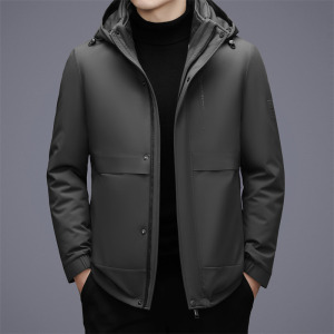 脱卸纳米貂毛内胆连帽羽绒服男士冬季新款中长中年羽绒服保暖外套