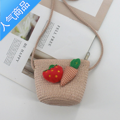 FENGHOU网红儿童包包女夏仙气2021新款草编包斜挎女童可爱宝宝迷你小挎包女斜挎包