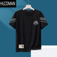 HLCOMAN夏季冰丝t恤男圆领速干衣短袖薄款透气半袖大码上衣男运动宽松潮