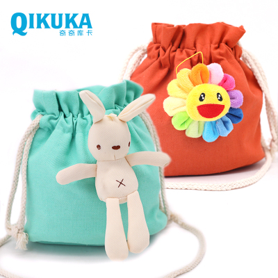 cc 奇奇库卡/QIKUKA 韩版流行新款 可爱卡通 水桶立体帆布包 单肩斜跨手提
