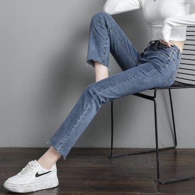 小个子弹力直筒高腰八分牛仔裤女矮个子百搭显高显瘦九分烟管女裤CL-0985
